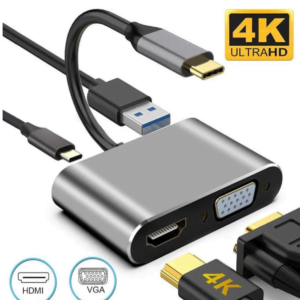 Type C Adapter 4K HDMI VGA USB 3.0 - 4 in 1 Converter for Macbook Pro Thunderbolt 3