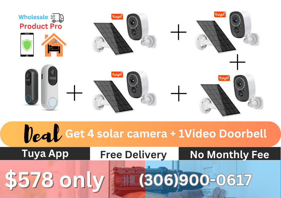 bundle price - 4 solar camera and 1 video doorbell complete solution wireless security camera