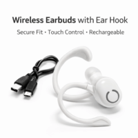 Wireless Ear Hook Bluetooth Earbuds with push Control & USB Charging