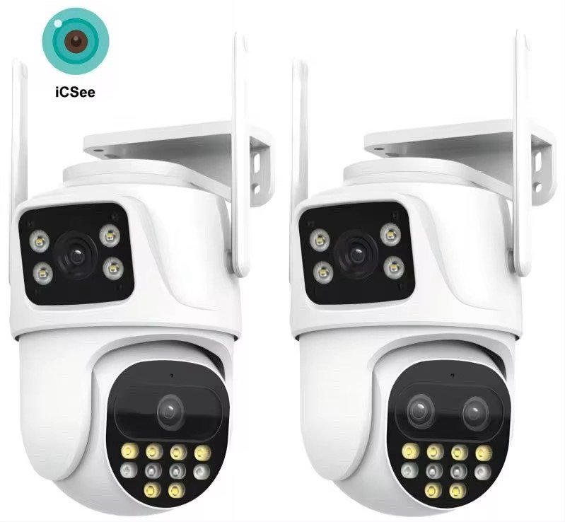 Multi-Lens Dual-Screen Outdoor PTZ Security Camera – Wireless WiFi Surveillance (iCSee App) - Image 2