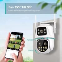 Multi-Lens Dual-Screen Outdoor PTZ Security Camera – Wireless WiFi Surveillance (iCSee App)