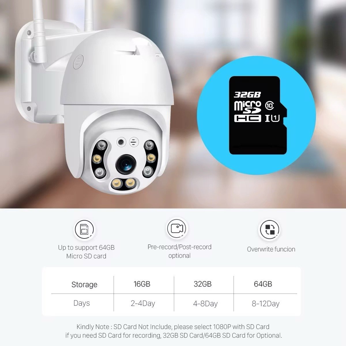 Outdoor WiFi PTZ Security Camera – Dual Antenna Wireless Surveillance (iCSee App) - Image 2