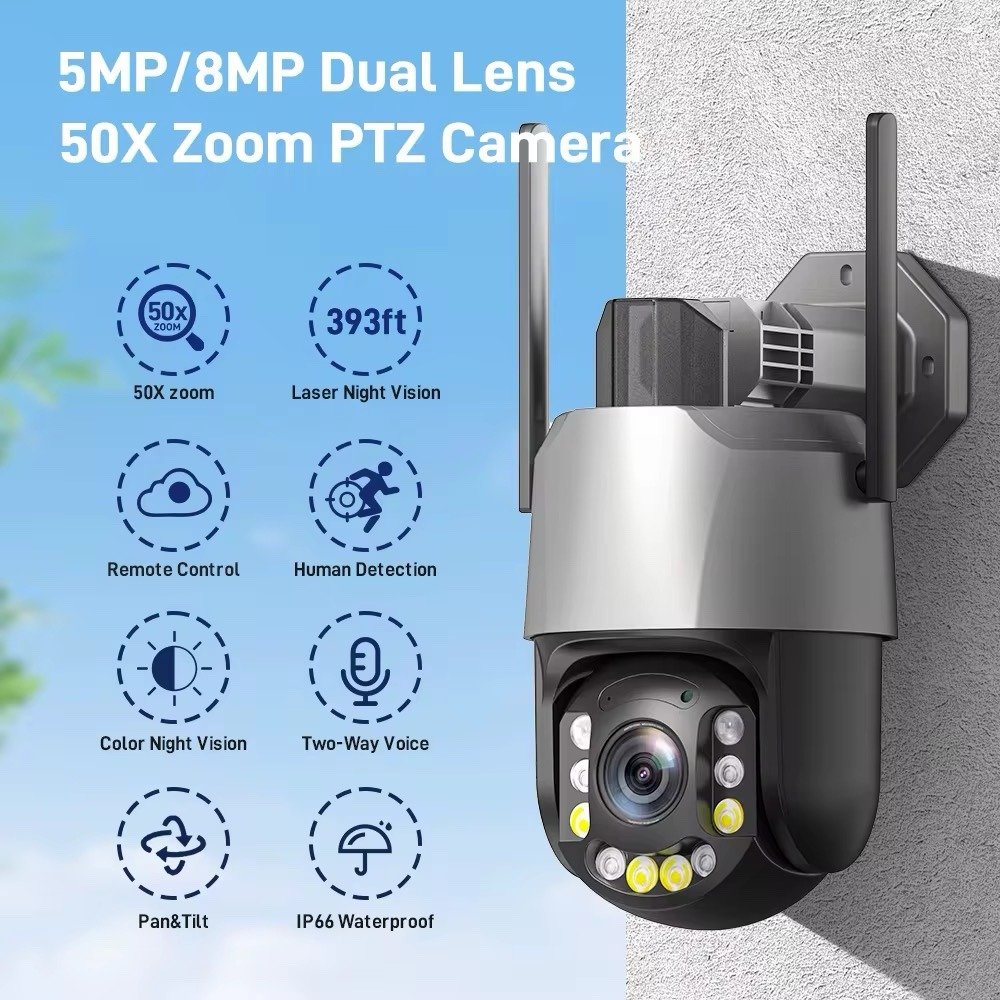 Outdoor 5MP WiFi Smart Security Camera – 20X Optical Zoom PTZ with Laser Night Vision - Image 4